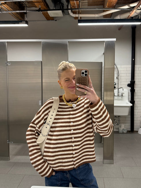 Coco Cutie Cardigan // Brown Stripe